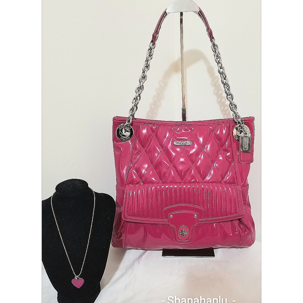 COACH F19830 Poppy Quilted Liquid Gloss Hot Pink - Picture 2 of 10